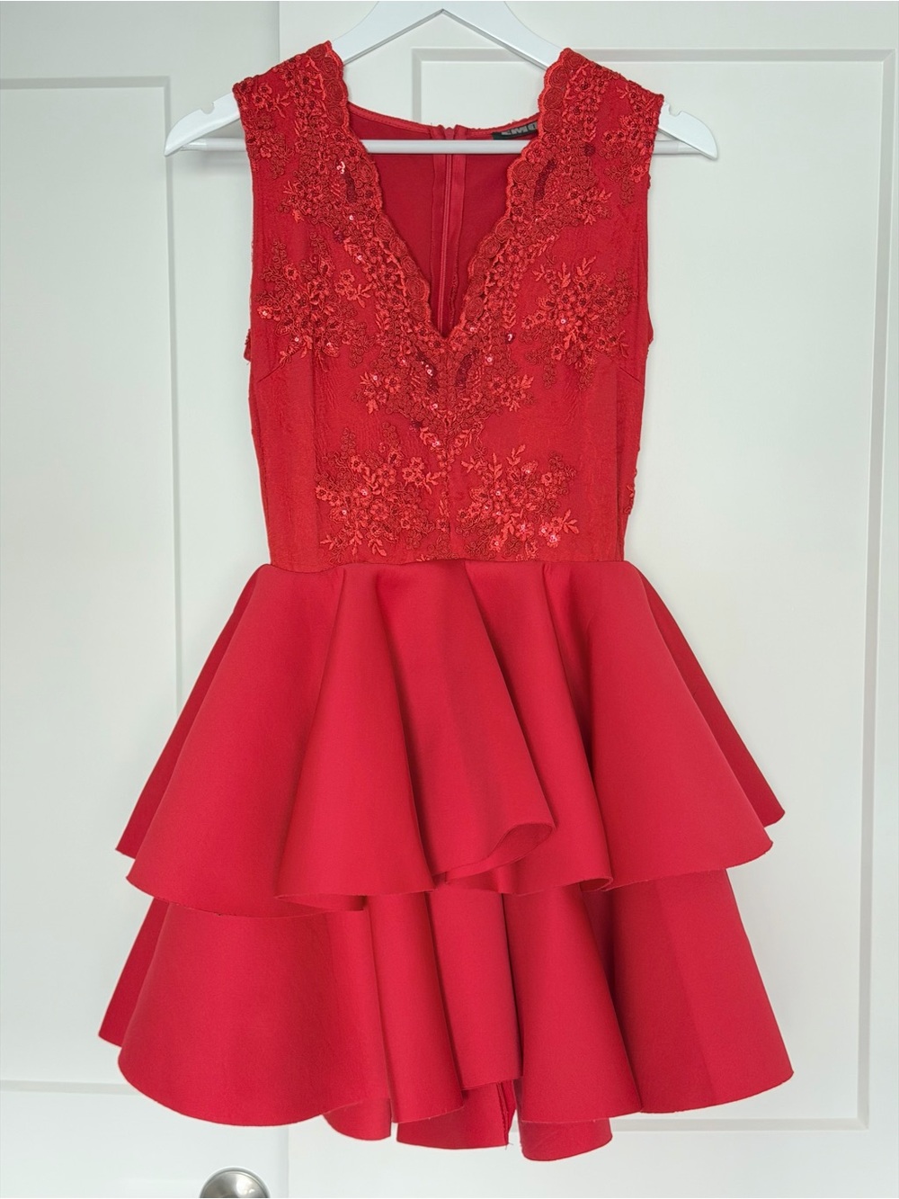 EMO Red Lace Peplum Dress EU 36 / US 4 Small